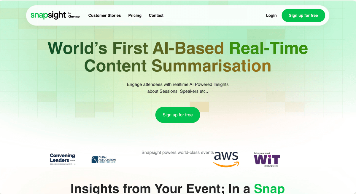 Original Snapsight homepage before the redesign